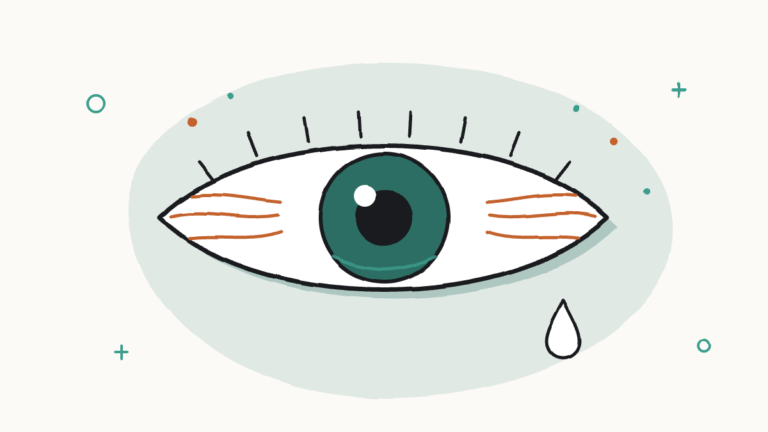 Ojo con enrojecimiento en las esquinas y una lágrima