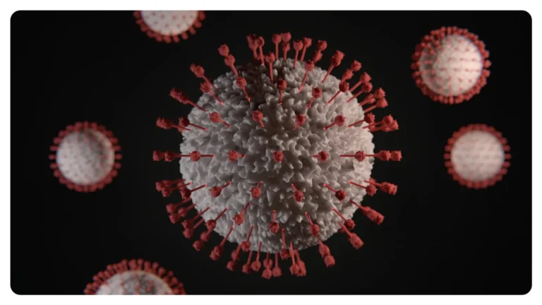 Ilustración de un virus sobre fondo oscuro